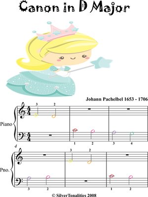 cover image of Canon in D Beginner Piano Sheet Music with Colored Notes
